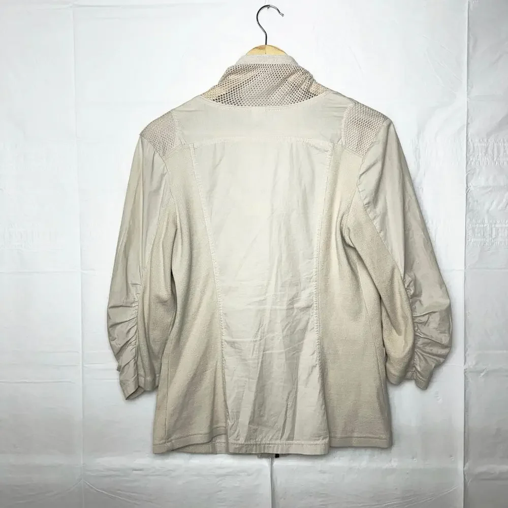 XCVI Parachute Jacket Women’s Zip Up Lightweight Beige Cargo Utility Pockets Top